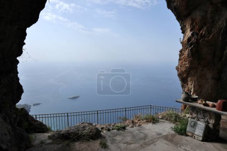 Photo for Maratea, Basilicata, Italy - September 22, 2023: Grotta dell'Angelo or di San Michele on Monte San Biagio where Stefano Rivetti, Count of Val di Cervo is buried - Royalty Free Image