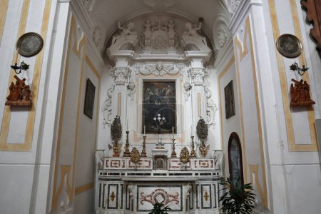 Maiori, Campania, Italy  April 16, 2024: Interior of the Church of San Domenico, or of the Santissimo Rosario, built in the 17th century, in Via Roma