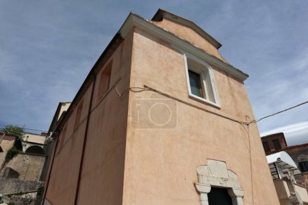 Macchiagodena, Molise, Italy - May 7, 2024: Eighteenth-century church of San Lorenzo, built in the thirteenth century at the foot of the castle in Via Francesco Jovine