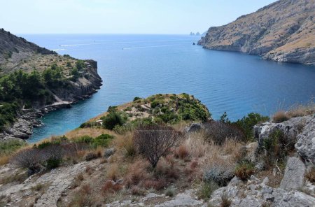 Photo for Massa Lubrense - 6 September 2023: View from the path that from the small village of Nerano reaches the Bay of Ieranto - Royalty Free Image