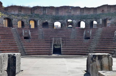 Photo for Benevento, Campania, Italy  March 26, 2023: Roman Theater built in the 2nd century under the Emperor Trajan in Piazza Caio Ponzio Telesino in the Triggio District - Royalty Free Image