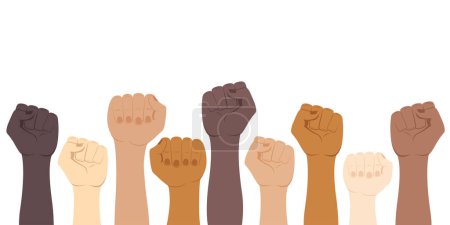 Illustration for Image concept of protest. Raised hands of protesters - Royalty Free Image