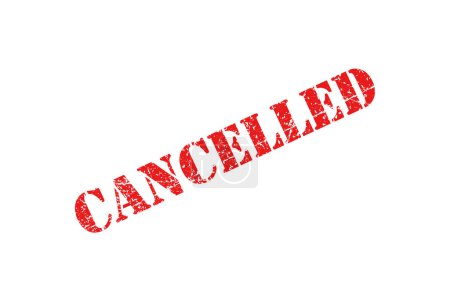 Illustration for Cancelled red grunge stamp isolated on white background - Royalty Free Image