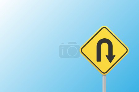 Road sign symbolizing a radical turn in the economy, politics or reforms