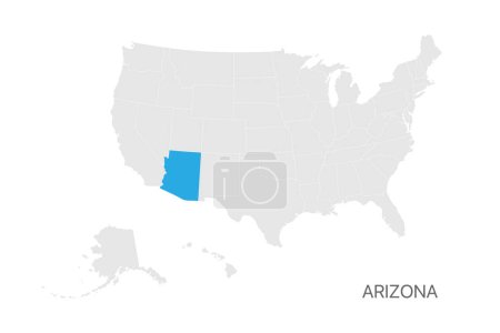 Illustration for USA map with Arizona state highlighted easy editable for design - Royalty Free Image