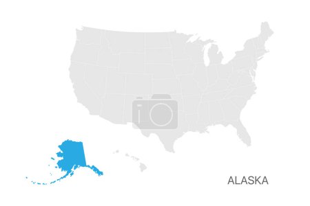 Ilustración de Mapa de EE.UU. con el estado de Alaska resaltado fácil editable para el diseño - Imagen libre de derechos