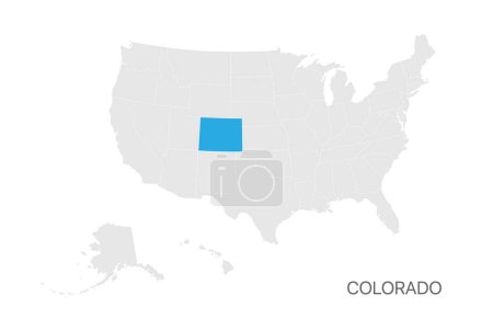 Carte des États-Unis avec État du Colorado mis en évidence facile modifiable pour la conception