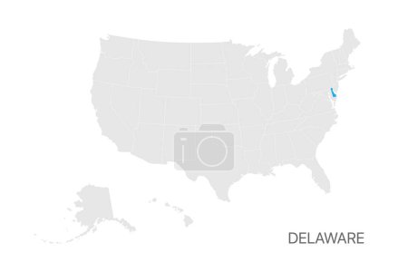 Ilustración de Mapa de EE.UU. con estado de Delaware resaltado fácil editable para el diseño - Imagen libre de derechos
