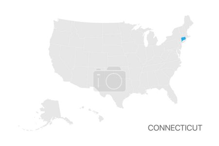 Ilustración de Mapa de EE.UU. con el estado de Connecticut resaltado fácil editable para el diseño - Imagen libre de derechos