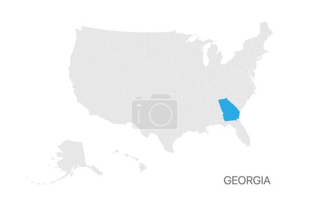 Ilustración de Mapa de EE.UU. con Georgia estado resaltado fácil editable para el diseño - Imagen libre de derechos