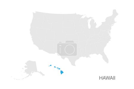 Ilustración de Mapa de EE.UU. con el estado de Hawaii resaltado fácil editable para el diseño - Imagen libre de derechos