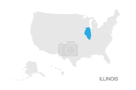 Illustration for USA map with Illinois state highlighted easy editable for design - Royalty Free Image
