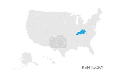 Ilustración de Mapa de EE.UU. con el estado de Kentucky resaltado fácil editable para el diseño - Imagen libre de derechos