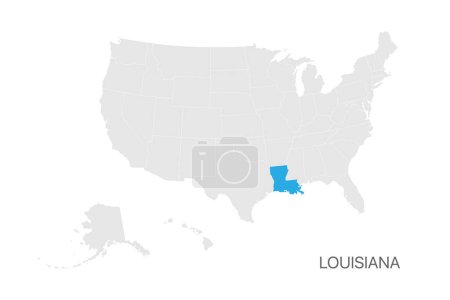 Illustration for USA map with Louisiana state highlighted easy editable for design - Royalty Free Image