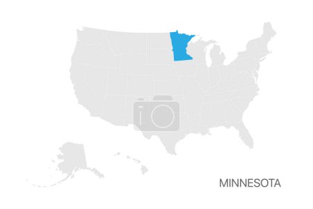 Ilustración de Mapa de EE.UU. con el estado de Minnesota resaltado fácil editable para el diseño - Imagen libre de derechos