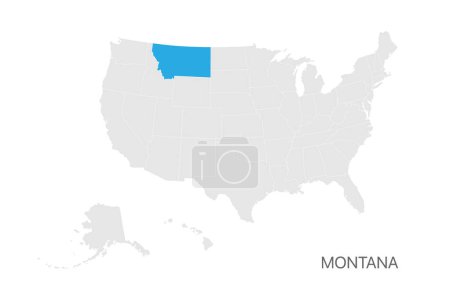 Carte des États-Unis avec l'état du Montana mis en évidence facile modifiable pour la conception