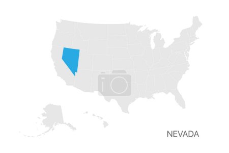 Carte des États-Unis avec l'état du Nevada mis en évidence facile modifiable pour la conception
