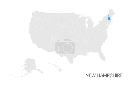 Illustration for USA map with New Hampshire state highlighted easy editable for design - Royalty Free Image