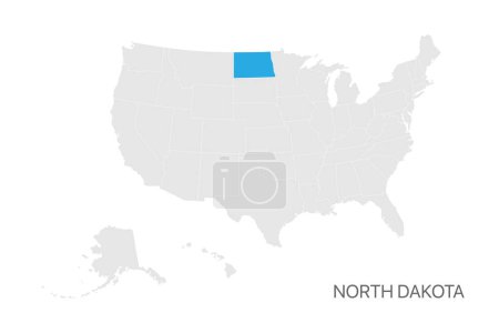 Illustration for USA map with North Dakota state highlighted easy editable for design - Royalty Free Image