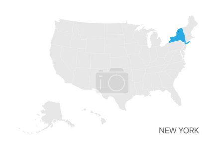 Illustration for USA map with New York state highlighted easy editable for design - Royalty Free Image