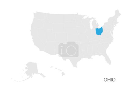 Ilustración de Mapa de EE.UU. con el estado de Ohio resaltado fácil editable para el diseño - Imagen libre de derechos