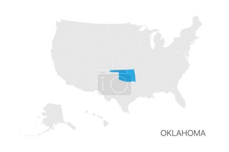 Illustration for USA map with Oklahoma state highlighted easy editable for design - Royalty Free Image