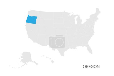 USA-Karte mit Oregon-Staat hervorgehoben, leicht editierbar für das Design