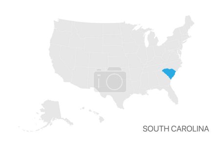 Ilustración de Mapa de EE.UU. con el estado de Carolina del Sur resaltado fácil editable para el diseño - Imagen libre de derechos
