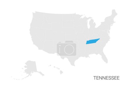 Ilustración de Mapa de EE.UU. con estado de Tennessee resaltado fácil editable para el diseño - Imagen libre de derechos