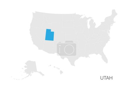Ilustración de Mapa de EE.UU. con estado de Utah resaltado fácil editable para el diseño - Imagen libre de derechos