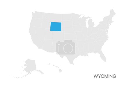 Ilustración de Mapa de EE.UU. con estado de Wyoming resaltado fácil editable para el diseño - Imagen libre de derechos