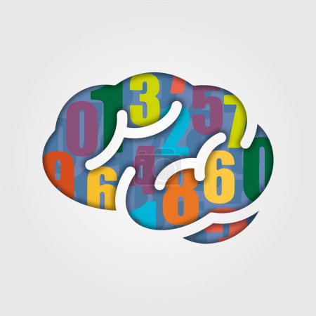 Illustration for Concept of numbers inside the brain - Royalty Free Image