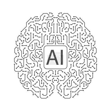 Image du cerveau numérique isolé sur fond blanc