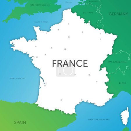Ilustración de Francia mapa papel cortado - Imagen libre de derechos