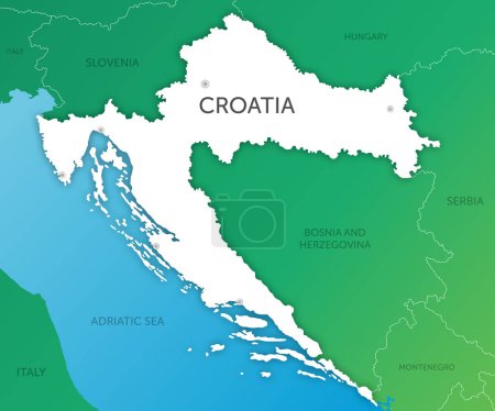 Ilustración de Mapa de color de alta calidad Croacia corte de papel - Imagen libre de derechos