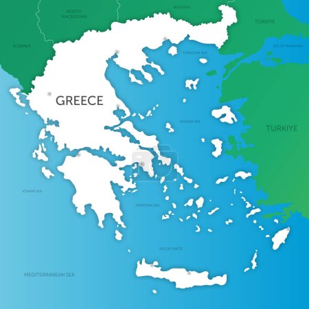 Hochwertige farbige Karte Griechenland Papierschnitt