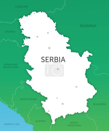 Hochwertige farbige Karte Serbien Papierschnitt