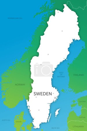Ilustración de Mapa de colores de alta calidad Suecia papel de corte - Imagen libre de derechos