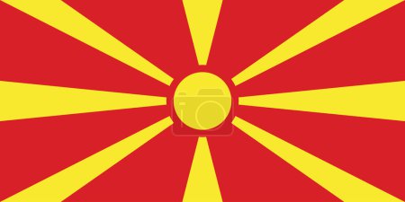Drapeau de Macédoine du Nord couleur et proportions originales