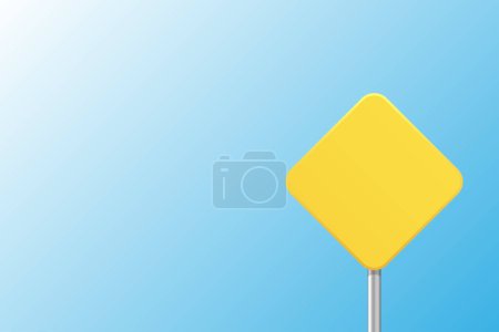 Yellow road sign on blue sky background