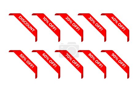 Collection of editable vector promotion red labels 2