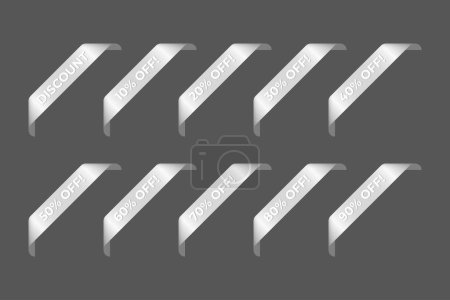 Collection of editable vector promotion silver labels 1