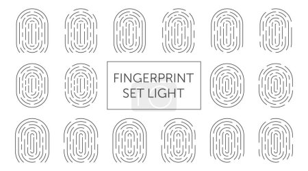 Fingerprint set light on white background
