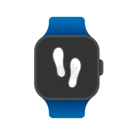 Fußabdrücke auf dem Bildschirm Smart Watch isoliert auf weißem Hintergrund
