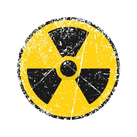 Icono grunge de peligro de radiación aislado