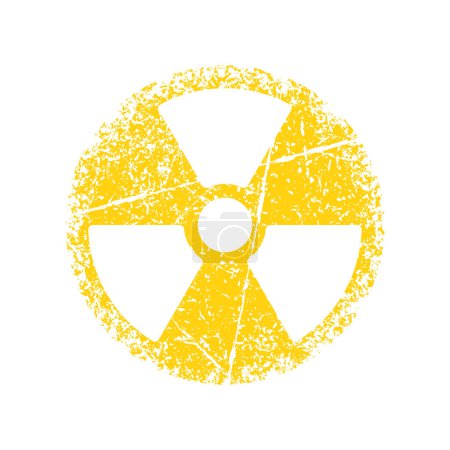 Blanco sobre la radiación amarilla señal de peligro grunge