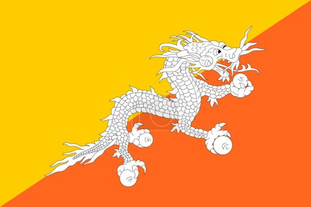 Drapeau du Bhoutan couleur et proportions originales