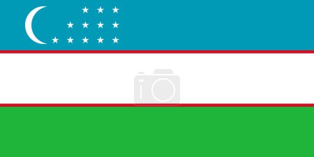Drapeau de l'Ouzbékistan couleur et proportion originales
