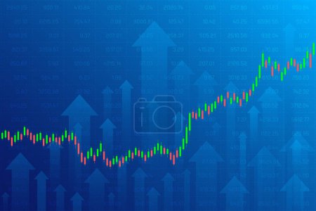 Financial background of trading exchange up arrows and quotes chart
