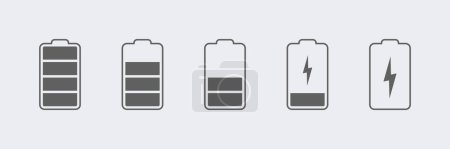 Phone battery charge status symbols set 1